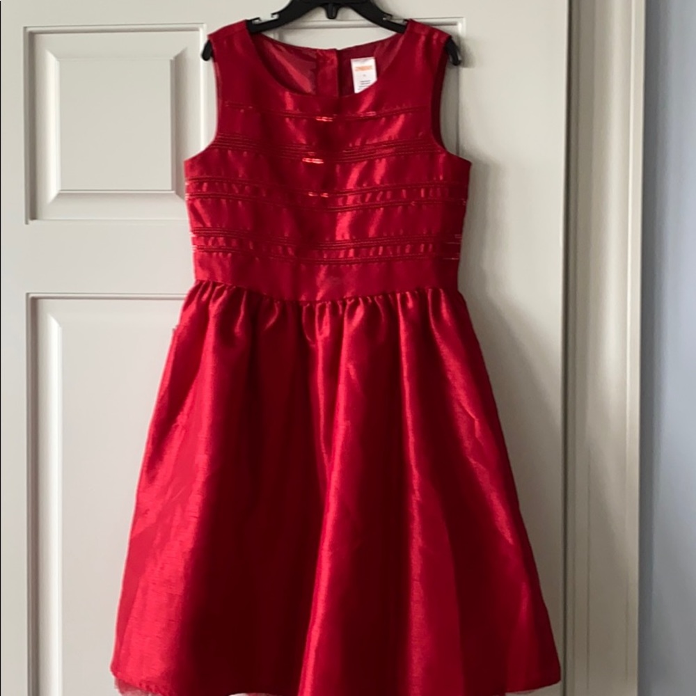 Girls red dress.